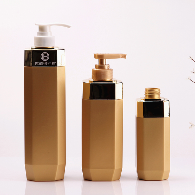 550ml Gold surface square hair shampoo bottle