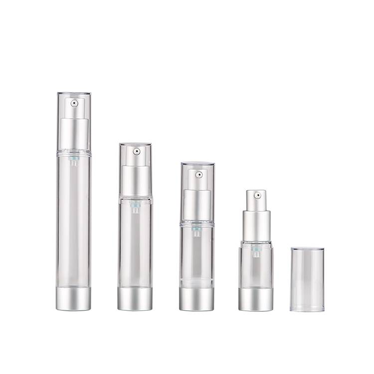 AS 10ml 15ml 20ml 30ml Skin Care Serum Aiirless Pump Bottle With Aluminum Matte Silver Surface