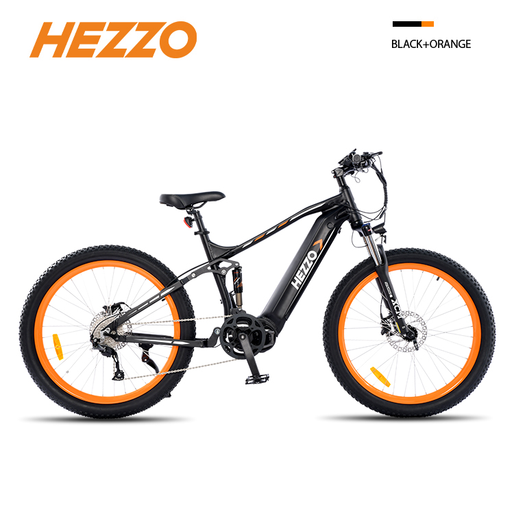 HEZZO 500W 27.5 ນິ້ວ Electric Mid drive E bike 9 speed Aluminum alloy emtb bicycle 15 AH LG Lithium Battery hybrid racing E bike hydraulic brakes electric mountain bikes For Adults