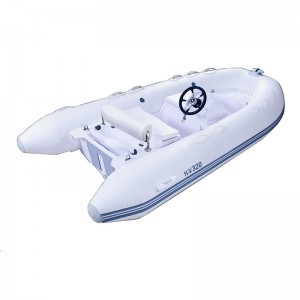 Small Luxurious Hypalon RIB with console and seat, Deep-V fiberglass hull tender