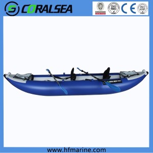 I-Tandem inflatable fishing kayak isihloli samanzi amhlophe