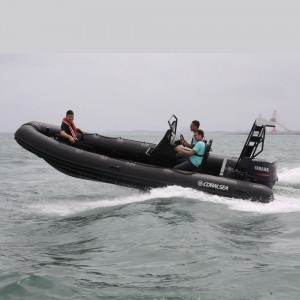 Large professional aluminum-hull RIB with console and seat