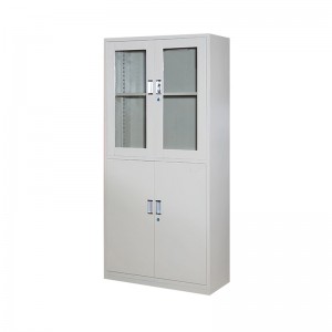 HG-010-02 Swing Door Upper Glass Lower Steel Steel Filing Cabinet / Knock Down Metal Stationery Cupboard