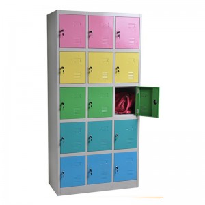 HG-029E-01 Metal Fifteen Door Locker In Storage For Office School Gym Steel Cabinet
