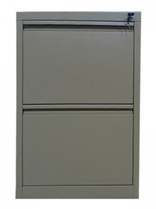 HG-001-B-2D 2 Drawers Metal Filing Cabinet Matt Light Grey RAL7035 With Swan Neck Grip Handle