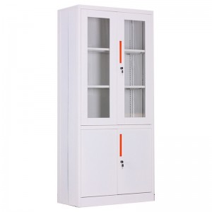 HD-ZD-003 White 4 Door Locker Foldable half glass door File Storage Cabinet