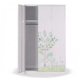 HG-202 3 Doors thermal transfer clothing locker Wardrobe Steel Almirah Cabinet