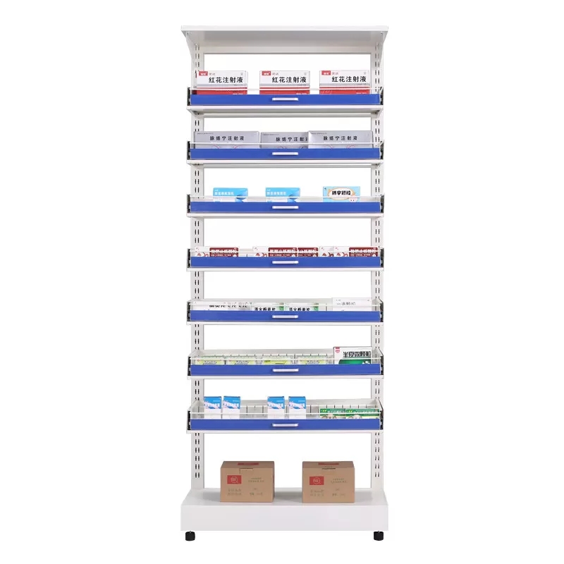 HG-057-Y-1 Steel Medical Show Shelf For Hospital Pharmacy Shelves Drugstore Storage Rack Featured Image