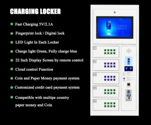HG-SJG-5W 5 Doors Cell Phone Charging Locker For Restaurant Use Wall Munted White