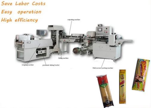 Machine à emballer automatique de pesage de nouilles de spaghetti de pâtes avec une peseuse Image en vedette