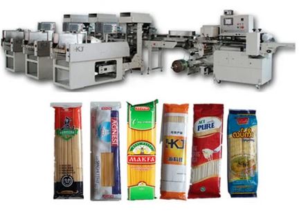 Machine à emballer automatique de pesage de nouilles de spaghetti de pâtes avec trois peseurs Image en vedette