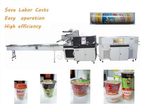 Immagine di presentazione della macchina per l'imballaggio di spaghetti istantanei con film termoretraibile