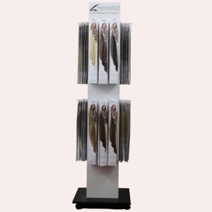 2-Sides Fashion White Metal Counter Top Hair Extension Display Stand