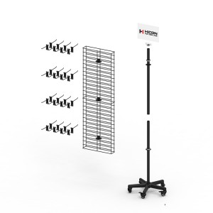 Grid Panel Socks Hanging Stand လက်လီစတိုးဆိုင်အတွက် Metal Display Rack