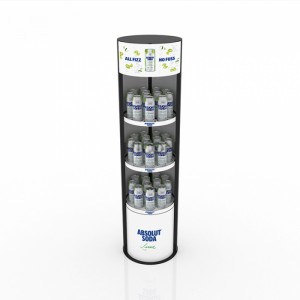 3-Tiers White Graphics Beverage Kiosk Displays Shelf Design