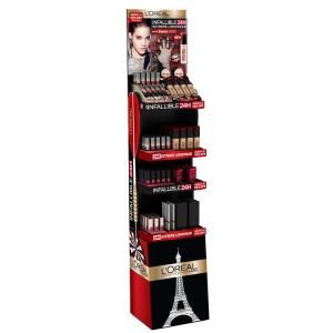 4-Layers Red Floor Metal Cosmetics Stall Store Display Stand