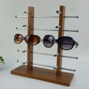 Expositor de óculos de sol personalizado de madeira marrom de 5 camadas para venda