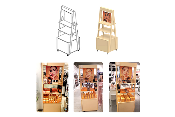 Creazione di espositori personalizzati per prodotti di bellezza per cosmetici per negozi al dettaglio