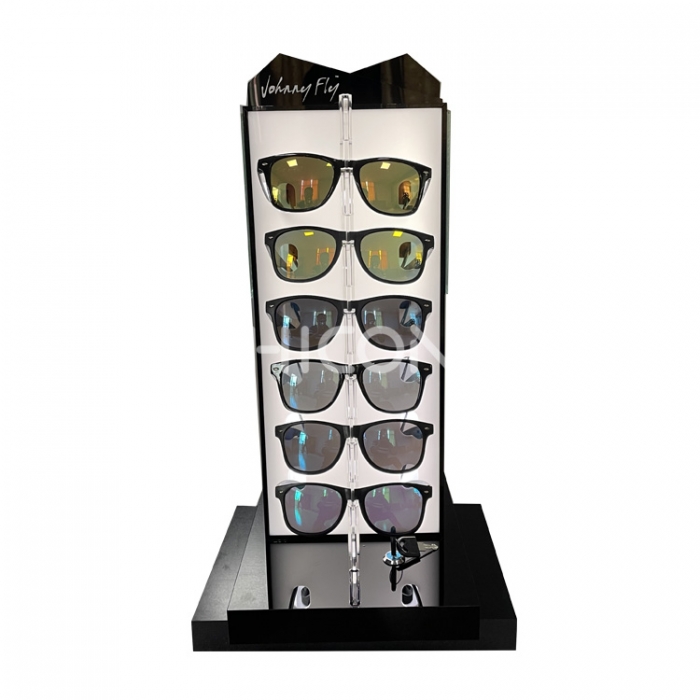 Suporte de exposição varejo acrílico dos óculos de sol para a venda com iluminação do diodo emissor de luz Imagem em destaque
