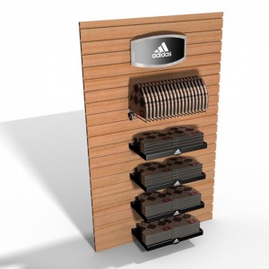 Athletic Brown Customized Wood Slatwall Gondola Units Display