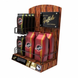 Attraktiv kommerziell Countertop Metal Wood Coffee Display Stands