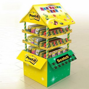 Kaakit-akit na Yellow Cardboard Appliances Art Food Display Stand