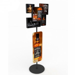 Rangi ya Brown Freestanding Customized Wooden Wine Display Rack