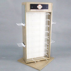 Brązowy drewniany metalowy akrylowy stojak na okulary przeciwsłoneczne DIY z lustrem