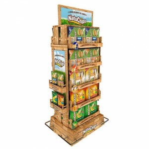 Catch Glance Vrijstaande dubbelzijdige houten voedseldisplaystandaard met 5 niveaus