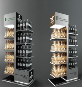 Billig pris Kina leverandør Metall frittstående 4 hyller spritflaske display stativer， Whisky flaskestativ