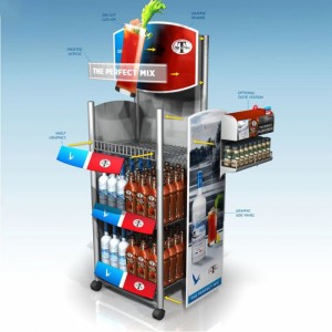Makukulay na Metal Blue Advertising Energy Soft Drinks Display Stand