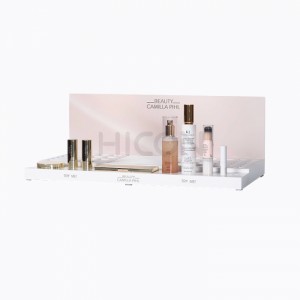 Dyqani i kozmetikës Ekrani akrilik me 2 hapa Ideja e dizajnit të stendës së ekranit kozmetik