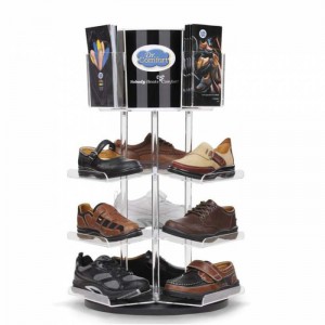 Creative Gray Floor Glass customized Modo Shoe Display Stands