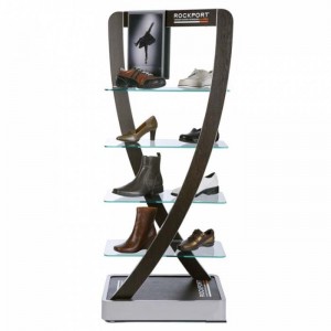 Creative Gray Floor Glass Customized Retail Shoe Display Stand