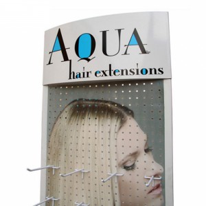 Espositore creativo per estensione fiocco per capelli, in metallo bianco, con pannelli forati