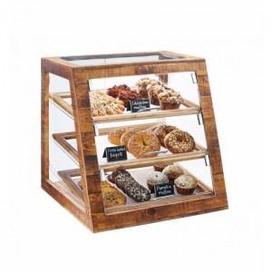 Vetrina per torta di pane da forno in legno di vetro per la vendita al dettaglio di alimenti personalizzati