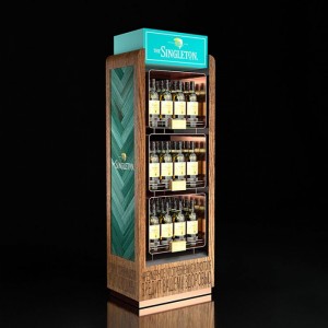 Прилагодено висококвалитетно дрвени шишиња за пијалоци, декорација на продавница за пијалоци, решетка за дисплеј за пијалоци