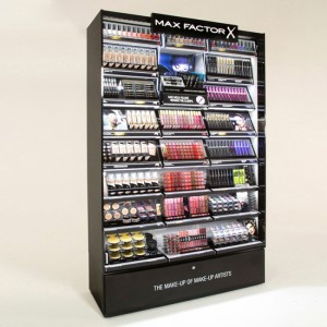 Custom na Pag-iilaw Mga Display Unit ng Tindahan ng Kosmetiko Malaking Case Floor Display Cabinet