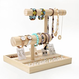 Aangepaste houten T-Bar armband standaard Bangle houder sieraden displays