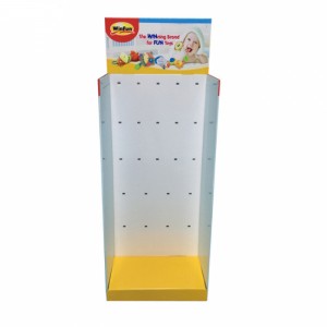 Custom Kuning Single-sisi 4 Tier Floor Cardboard Tampilan Stands