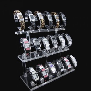 Cremalheiras de exposição acrílicas pretas personalizadas do relógio da parte superior da bancada para a venda
