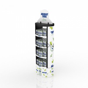 Rack de exibição de refrigerante criativo de metal branco personalizado de 4 camadas