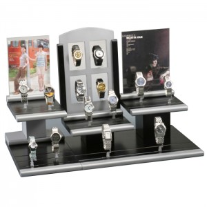Temokake Kualitas Fashion Clear Acrylic Rotating Watch Display Case Tray Stand