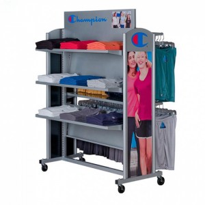 Double-Sided Movable Metal Grey Clothing Display Hanger Rack
