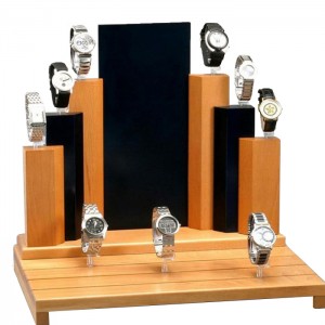 Módní hnědý přizpůsobený dřevěný stojan na hodinky s digitálním displejem