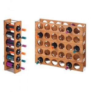 Fashion Brown Wood Floor Teak Wooden Wine Shop rack ສະແດງ