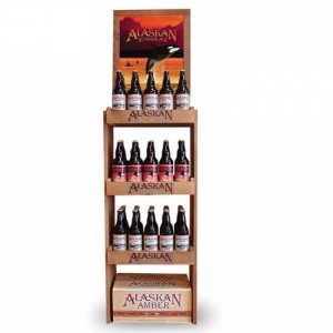 Espositore per vini personalizzato con design in legno marrone da pavimento