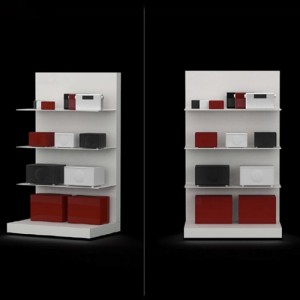 Buedem White Metal Auto Audio Store Display Stand Fabrikanten