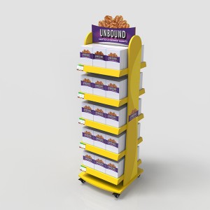 Présentoir mobile de noix à 4 niveaux pour le marchandisage au détail de snacks