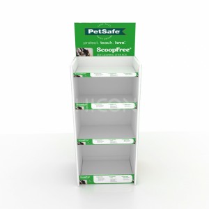 Fristående 4-vånings grön metall Custom Pet Shop Display Rack